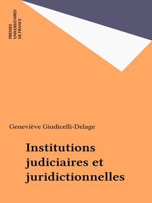 cover image of Institutions judiciaires et juridictionnelles